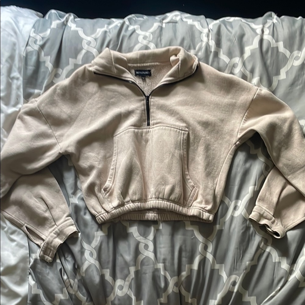 Beige Quarter-Zip Pullover